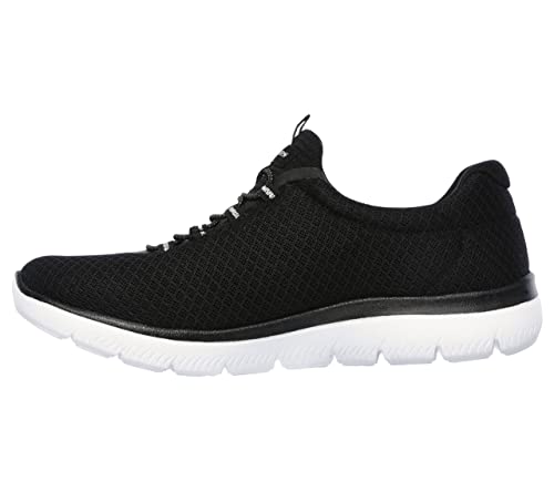 Skechers Summits, Zapatillas de Deporte Mujer, Black Mesh White Trim, 38 EU