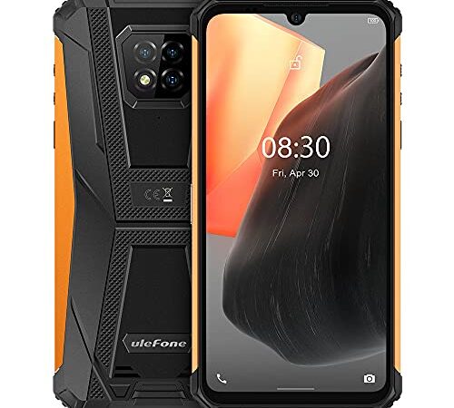 Ulefone Armor 8 Pro Móvil Resistente Android 11, 6.1’’ HD + IP68 Impermeable Antigolpes Teléfono Libre, Helio P60 6GB + 128GB, Cámara Trasera Triple de 16MP, Desbloqueo Facial&Huella Digital Naranja