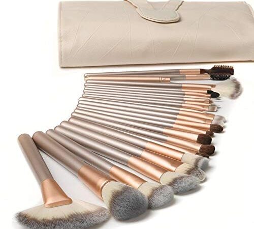 18 Piezas Pinceles de Maquillaje Juego de Pinceles de Maquillaje con Estuche de Viaje Mango de Madera Cepillo Kabuki de Fibra Sintética Para Base de Maquillaje Rubor Sombra de Ojos Poder Facial