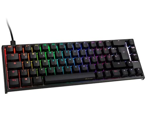 Ducky One 2 SF Mini Teclado 65%, Teclado Gaming Mecanico con Cherry MX Blue y Double Shot PBT Tapa de Teclado, Teclado RGB Diseño Alemán, Teclado con Cable Desmontable, Negro