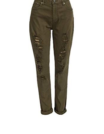 Khaki Ripped Design Cotton Rich Skinny Fit Jeans - 10