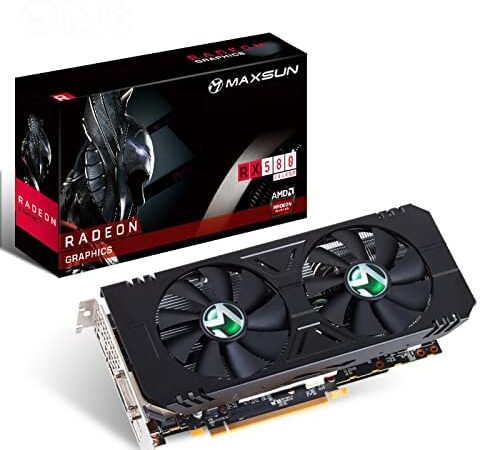 maxsun AMD Radeon RX 580 8 GB 2048SP GDDR5 Tarjeta gráfica de vídeo para computadora GPU para juegos de PC 256 bits DirectX 12 DVI, HDMI, DisplayPort Multi monitores Exttend