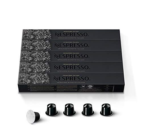 Nespresso Original Cápsulas de Café Ristretto, 50 Cápsulas para Máquina de Café, Cafetera, Tueste Intenso con Notas Afrutadas