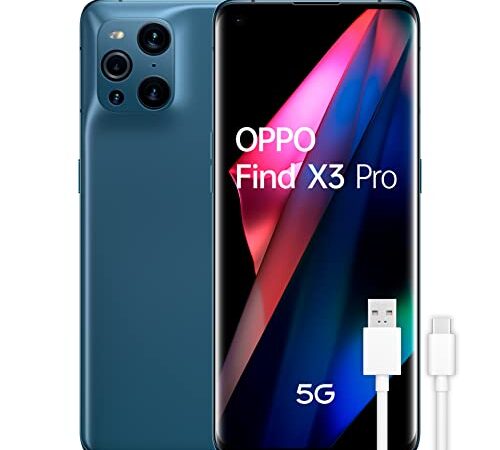 OPPO Find X3 Pro 5G - Teléfono Móvil libre, 12GB+256GB, Cámara 50+50+13+3 MP, Smartphone Android, Batería 4500mAh, Carga Rápida 65W, Dual SIM, Cable USB extra - Azul