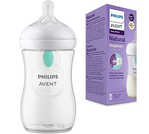 Philips Avent Biberón Natural Response: biberón de 260 ml con sistema AirFree, sin BPA, para recién nacidos a partir de 1 mes (modelo SCY673/01)