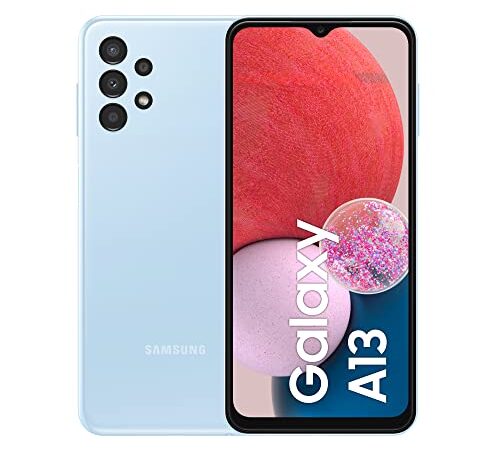 SAMSUNG Galaxy A13 - Smartphone, Pantalla Infinity-V de 6,6 Pulgadas, Android 12, 4 GB RAM y 128 GB de Memoria Interna Ampliable, batería de 5000 mAh³, Azul Claro [Versión Italiana]