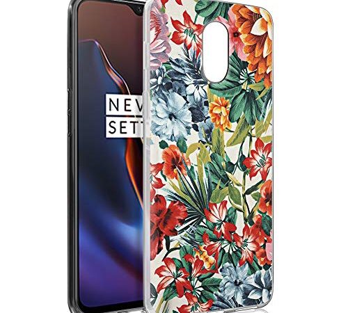 ZhuoFan Funda Oneplus 6T, Cárcasa Silicona 3D Transparente con Dibujos Diseño Suave Gel TPU [Antigolpes] de Protector Bumper Case Cover Fundas para Movil One Plus 6T 2018 (Flor Colorida)