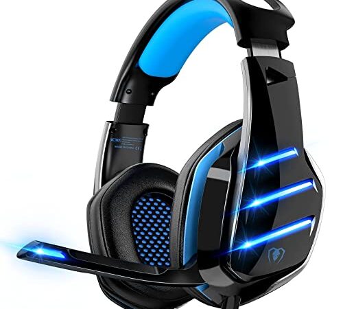 Auriculares para Gaming para PS4, PS5, PC, Xbox One, con micrófono, Sonido Envolvente, Graves y cancelación de Ruido, Luces LED