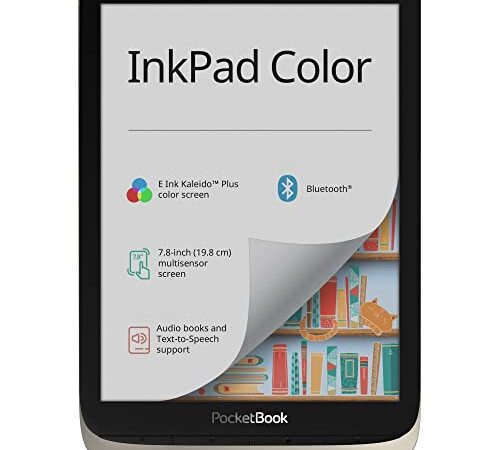 PocketBook InkPad Color - Lector de Libros electrónicos (16 GB de Memoria, 19,8 cm (7,8 Pulgadas), Pantalla a Color, iluminación Frontal, Wi-Fi, Bluetooth), Color Plateado