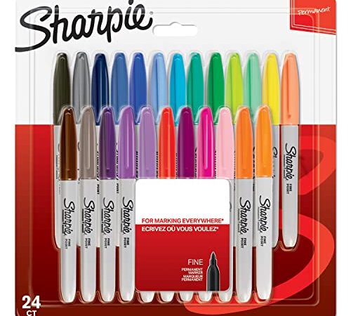 Sharpie 2065405.0 - Rotuladores permanentes, punta fina, paquete de 24, colores surtidos fantasía