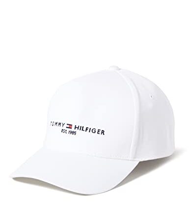 Tommy Hilfiger Hombre Gorra TH Established Gorra de Béisbol, Blanco (White), Talla Única