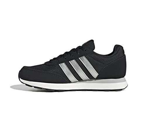 adidas Run 60s 3.0, Sneaker Mujer, Core Black/Silver Met./Core White, 38 2/3 EU