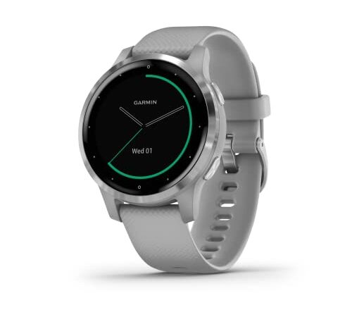 Garmin Vívoactive 4S, Reloj Inteligente con GPS, música, monitorización de la energía corporal, entrenamientos animados, pulsioximetría, puntuación de sueño y notificaciones del smartphone, Gris