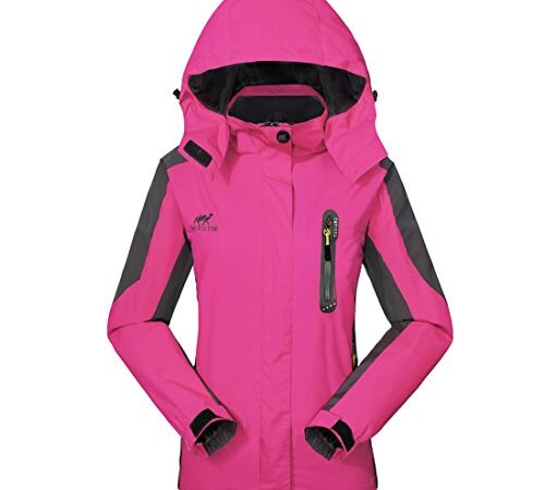 (Hot Pink, Large) - GIVBRO Waterproof Jacket Womens Rain Jacket -[UPGRADED 2018] Raincoat Ladies Outdoor Hooded Softshell Camping Hiking Mountaineer Running Jackets