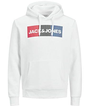 Jack & Jones Jjecorp Logo Sweat Hood Noos Capucha, Hombre, White, M