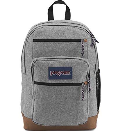 JANSPORT Mochila con funda para portátil de 15 pulgadas, color gris Letterman - Mochila grande para computadora con 2 compartimentos, correas ergonómicas - Bolsa para hombres y mujeres