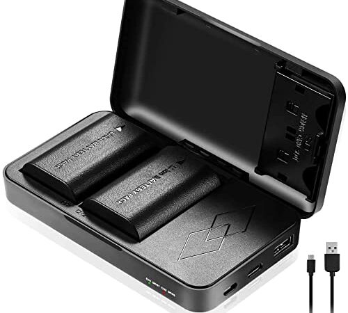 JYJZPB LP-E6 LP-E6N LP-E6NH Baterías 2300mAh y Cargador de Batería Compatibles con Cámaras Digitales Canon EOS 5D Mark II, III, IV, 5DS, 5DS R, 60D, 6D Mark II, 7D, 7D Mark II, 70D, 80D, R5, R6