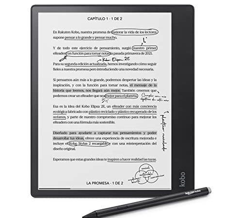 Kobo Elipsa 2E | eReader | Pantalla táctil antirreflejos de 10,3” con ComfortLight Pro |Incluye Kobo Stylus 2|Brillo Ajustable|Wi-Fi|Tecnología Carta E Ink|32 GB de Almacenamiento|Tinta electrónica