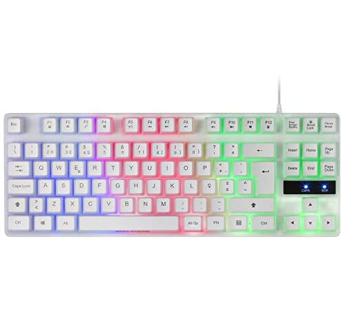 Mars Gaming MK02 Blanco, USB 2.0 Teclado Gaming H-Mech, Compacto TKL, FRGB Rainbow, Antighosting, Idioma Portugués