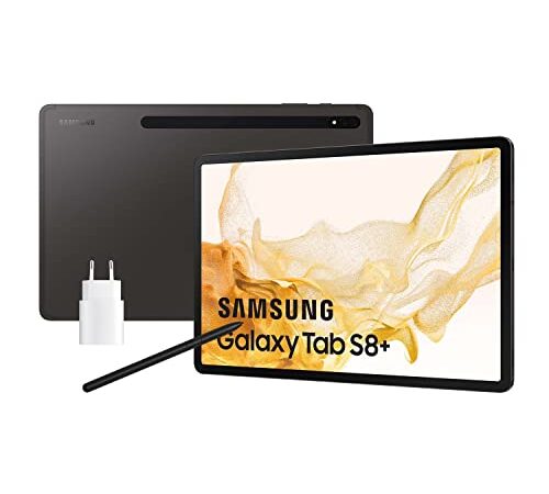 Samsung Galaxy Tab S8+ con cargador - Tablet de 12,4" (8GB RAM, 128GB Almacenamiento, Wifi, Android 12) Negra - Versión española