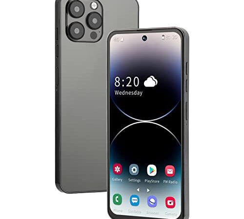 Teléfono Inteligente I14 Pro Max Desbloqueado 4G, Pantalla Grande de 6.7 Pulgadas, Teléfono Celular con Desbloqueo Facial de 4GB 128GB para Android 12.0, Cámara Dual de 16MP 8MP, Ranuras SIM(Negro)