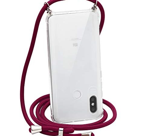 ZhuoFan Funda con Cuerda para Xiaomi Pocophone F1, Cárcasa Silicona Airbag Transparente con Colgante Ajustable Collar de Cuello Cadena Cordón Case Fundas Colgar Movil para Xiaomi Pocophone F1, 07