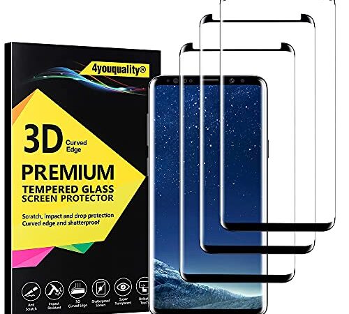 4youquality [Paquete de 3] Protector de pantalla para Samsung Galaxy S8 Plus S8+, película de vidrio templado [Garantía de por vida] [cobertura completa] [resistente a los arañazos] Protector de