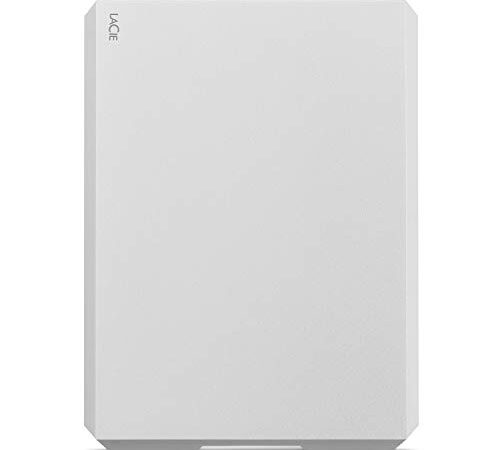 LaCie Mobile Drive, 4TB , External Hard Drive, Moon Silver, USB-C, 2 year Rescue Services (STHG4000400)